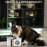 Stainless Steel Cat Water Fountain 108oz, Quiet Filtered Flow