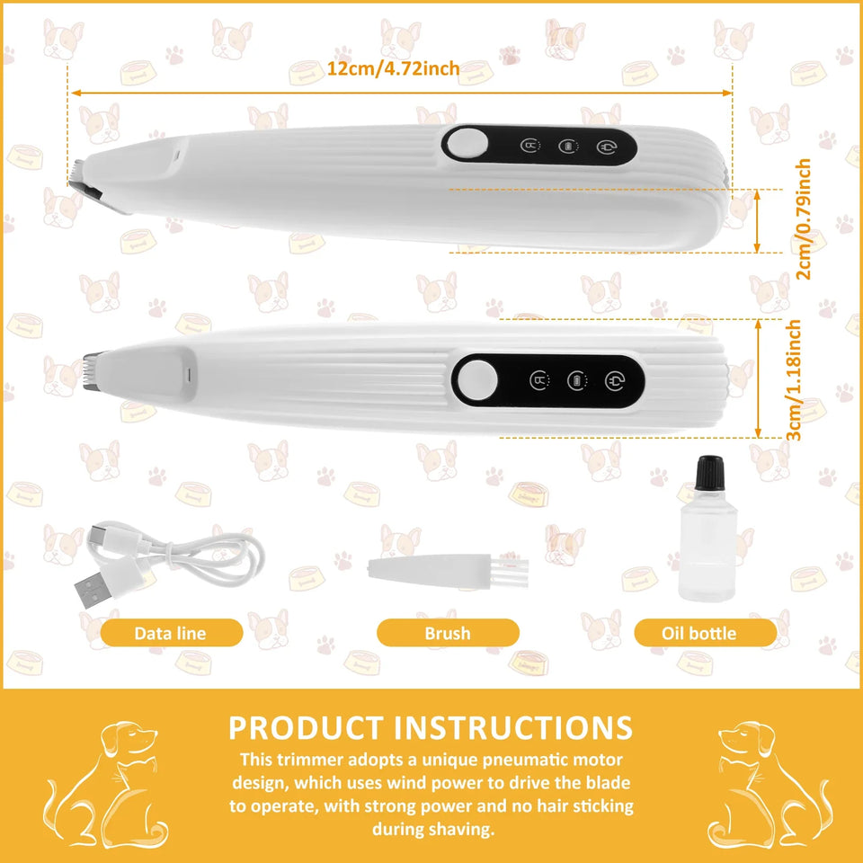 LED Dog Paw Trimmer – Quiet, Cordless, Waterproof