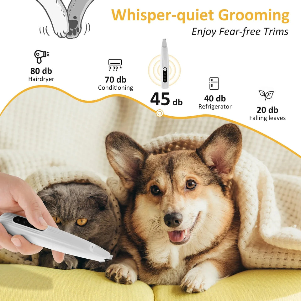 LED Dog Paw Trimmer – Quiet, Cordless, Waterproof